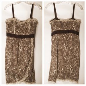 MM COUTURE DRESS Lace overlay leather look dress